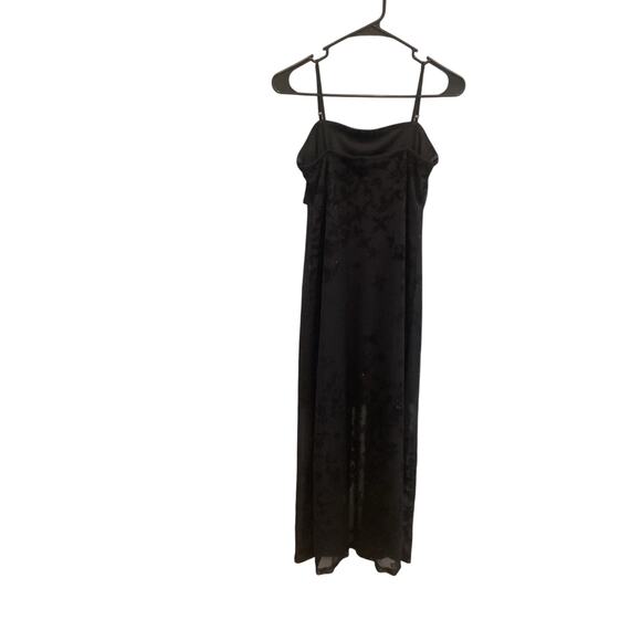 Vintage Womens Slip Dress Size Small Black Glitter Sheer Overlay Y2K HOCO Prom - Picture 5 of 8